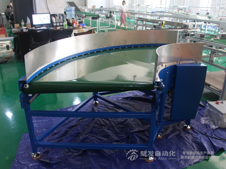 碳鋼藍色烤漆加擋邊90度皮帶轉彎機